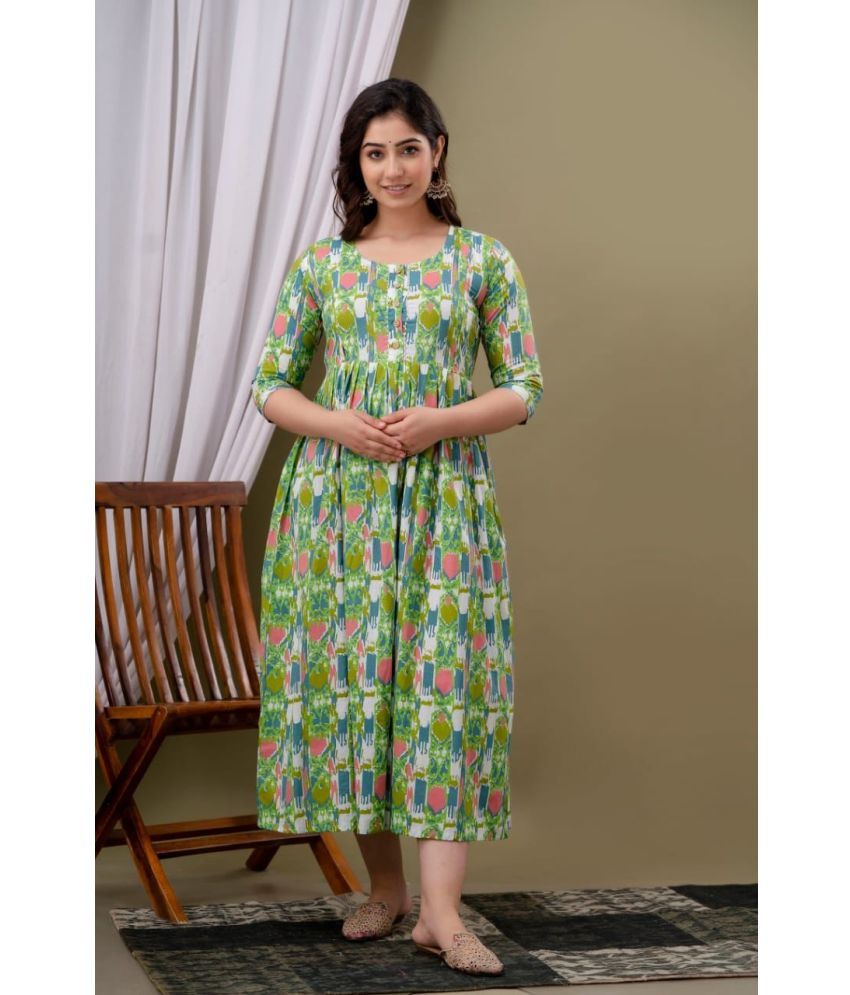     			Nitvan Green Cotton Maternity Kurta