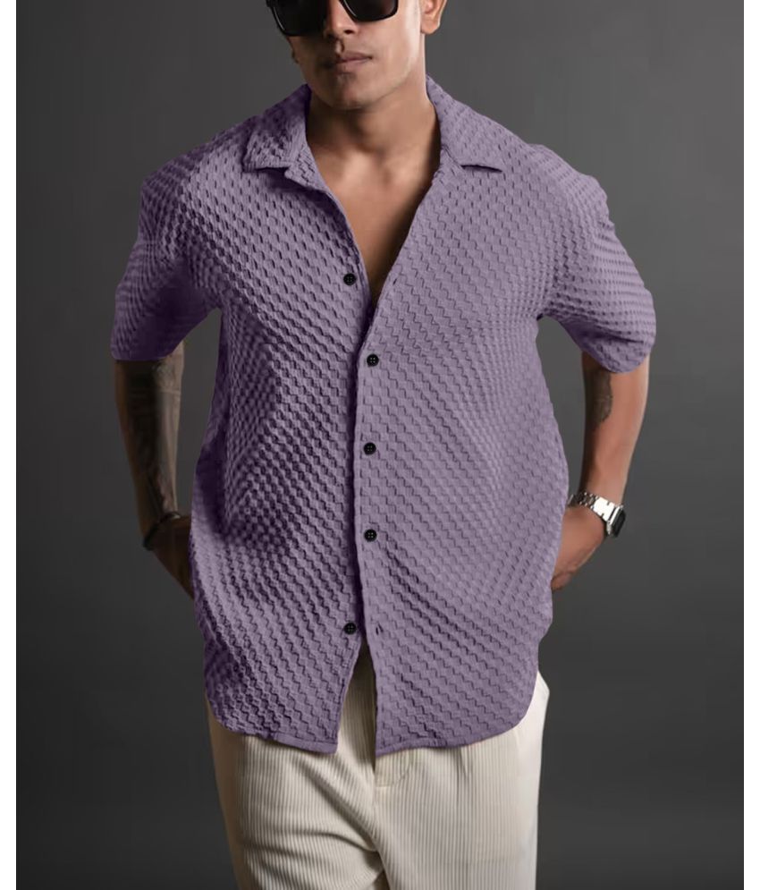     			BILNATH CRETION Cotton Blend Regular Fit Self Design Half Sleeves Men's Casual Shirt - Purple ( Pack of 1 )