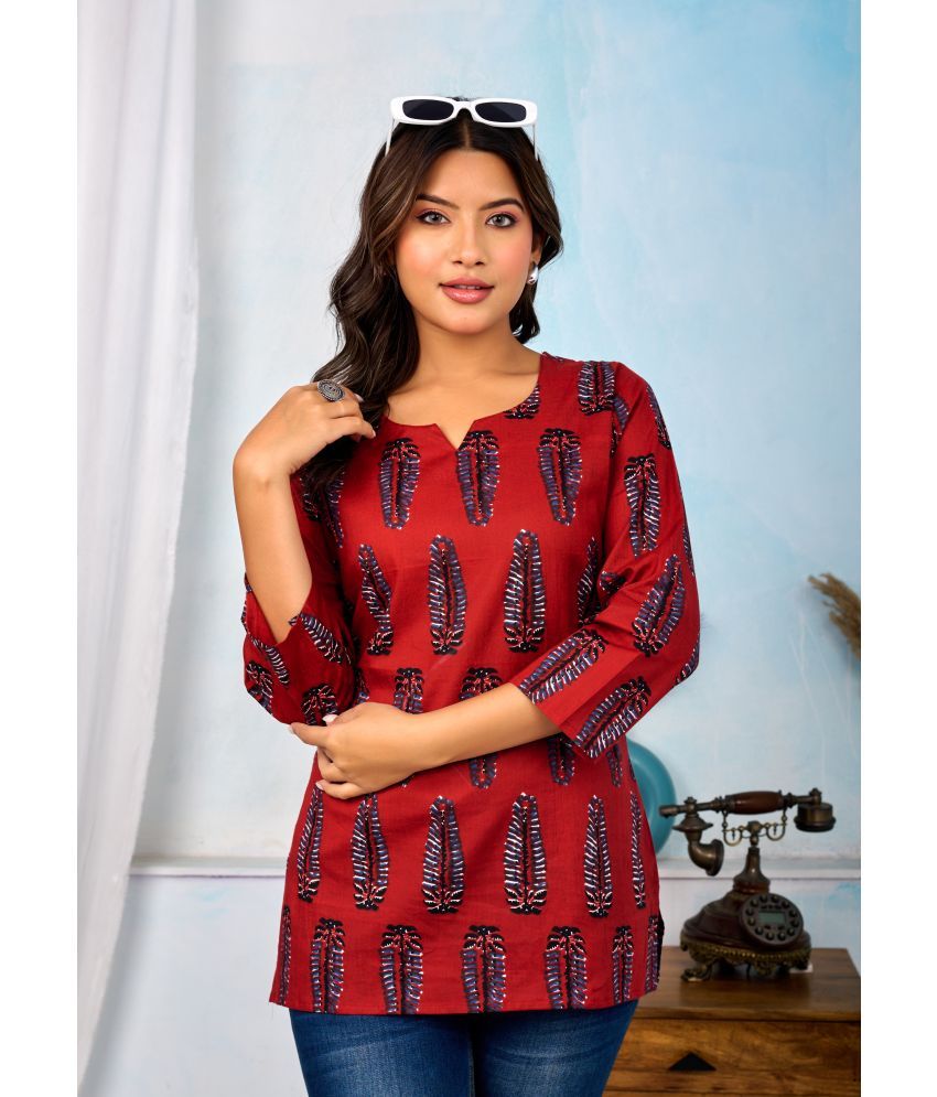     			Cotton India Red Cotton Women's Tunic ( Pack of 1 )