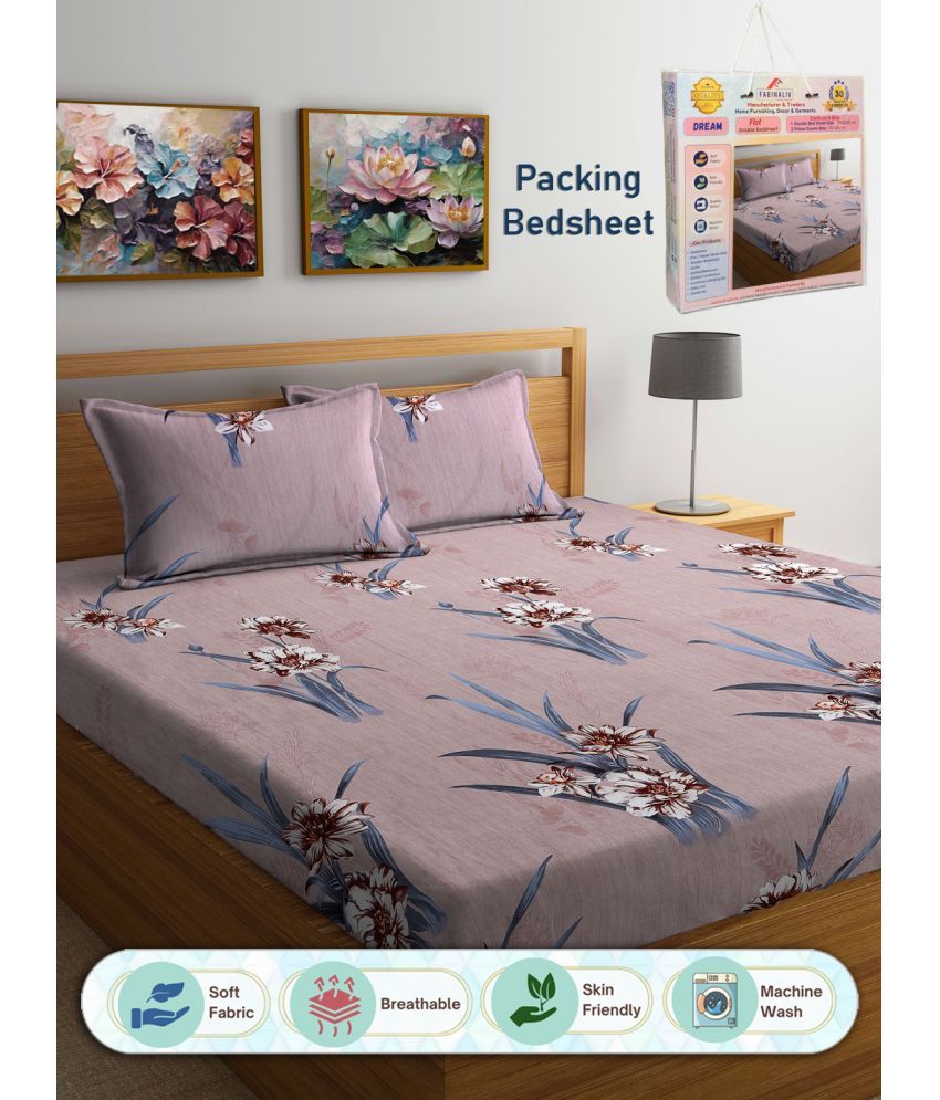     			FABINALIV Poly Cotton 1 Double Bedsheet with 2 Pillow Covers ( Multicolor )