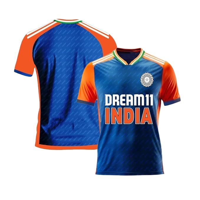     			India Orange ODI Cricket World Cup Jersey