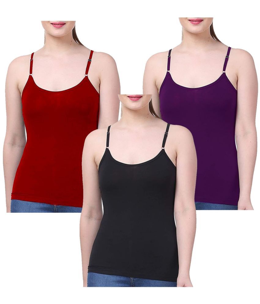     			VEE SAA Pack of 3 Cotton Camisoles ( Multicolor )