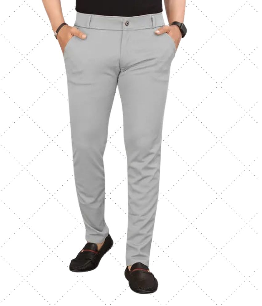     			ikigai Slim Flat Men's Chinos - Light Grey ( Pack of 1 )