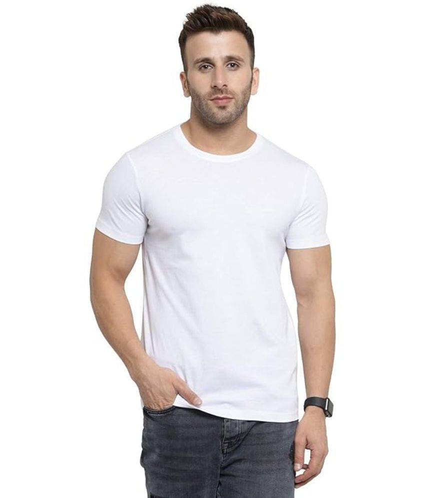     			Whyme Fashion 100% Cotton Regular Fit Solid Half Sleeves Men's Round T-Shirt - White ( Pack of 1 )