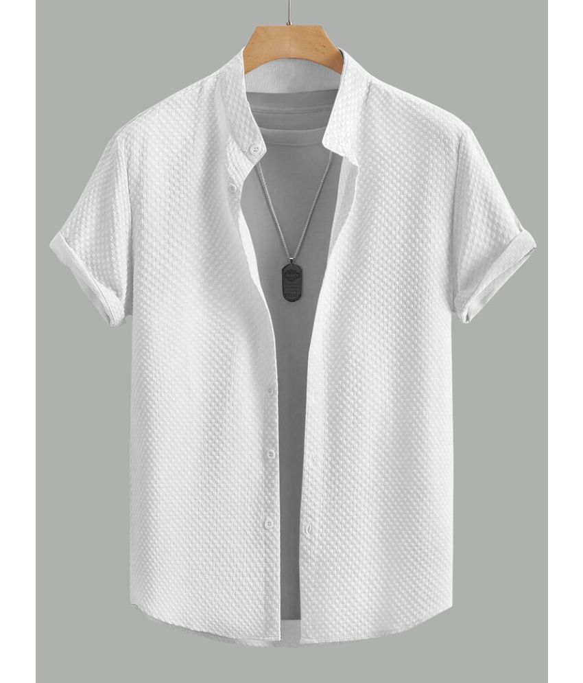     			rexan Polyester Regular Fit Self Design Half Sleeves Men's Casual Shirt - White ( Pack of 1 )