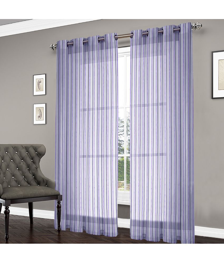     			Home Candy Set of 2 Door Transparent Eyelet Polyester Purple Curtains ( 213 x 120 cm )