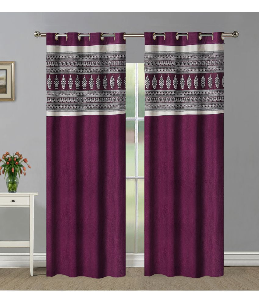     			Home Candy Set of 2 Door Semi-Transparent Eyelet Polyester Wine Curtains ( 213 x 120 cm )