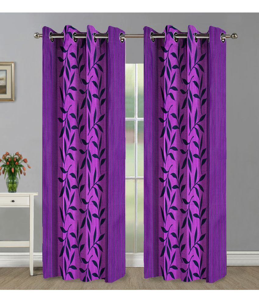     			Home Candy Set of 2 Long Door Semi-Transparent Eyelet Polyester Purple Curtains ( 274 x 120 cm )