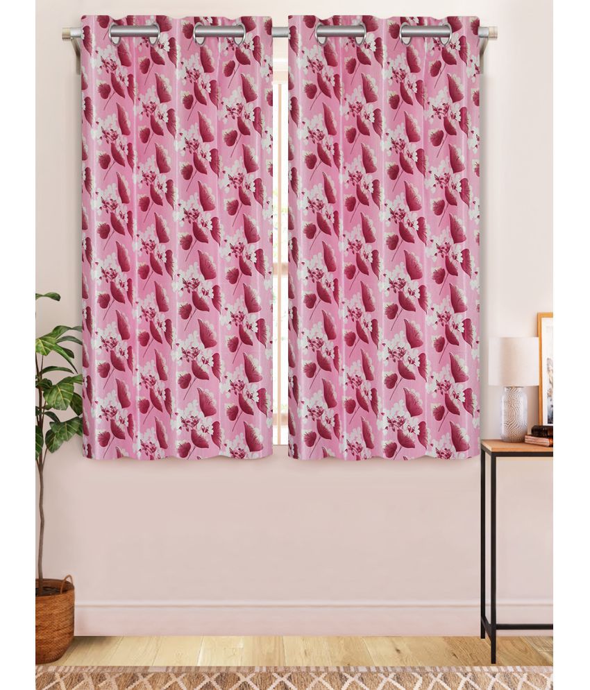     			Home Candy Set of 2 Window Semi-Transparent Eyelet Polyester Pink Curtains ( 152 x 120 cm )