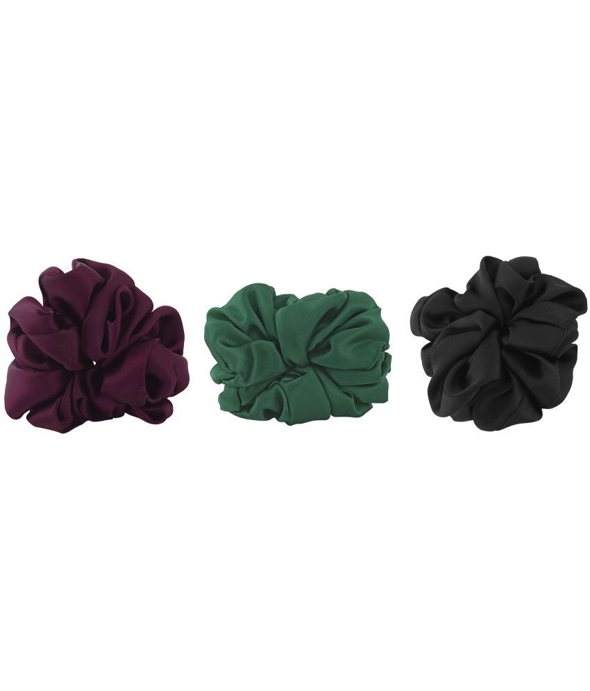     			PMTOAM Plain Solid Multicolor Soft Satin hair Scrunchies, Ponytail Holder hair accessories for girls and women - Pack of 3