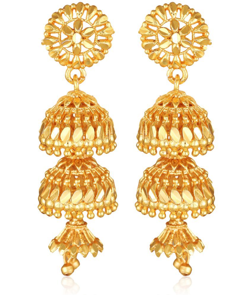     			Vighnaharta South Screw back alloy Gold plated Jhumki, Jhumka, Jhumkas, Jhumki Earring for Women and Girls- (VFJ1472ERG)