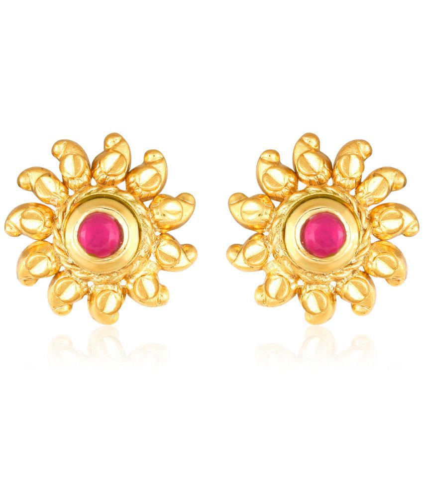     			Vighnaharta Trendy Flower Gold Plated Red Stone studded alloy Stud Earring for Women and Girls- (VFJ1468ERG-RED)