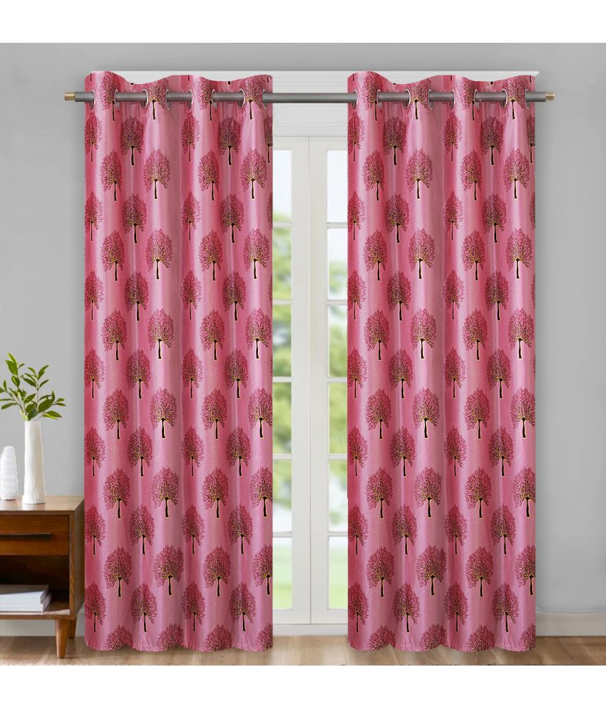     			Home Candy Set of 2 Door Blackout Room Darkening Eyelet Polyester Pink Curtains ( 213 x 120 cm )