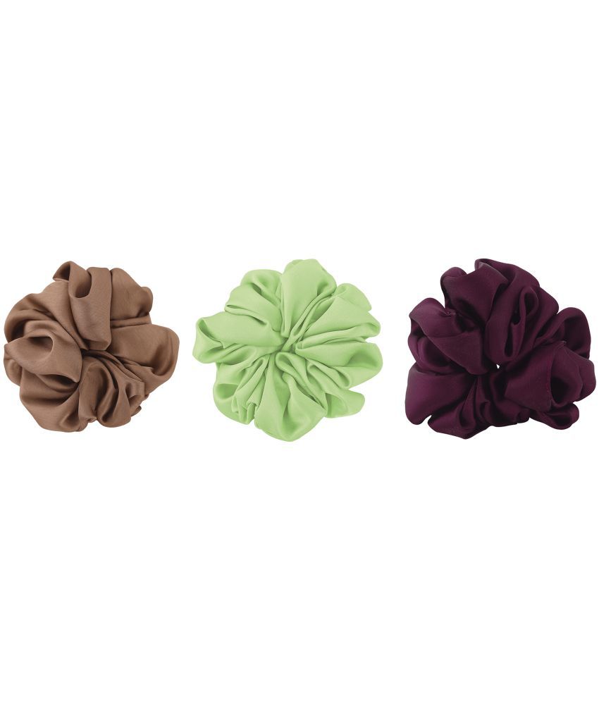     			PMTOAM Plain Solid Multicolor Soft Satin hair Scrunchies, Ponytail Holder hair accessories for girls and women - Pack of 3