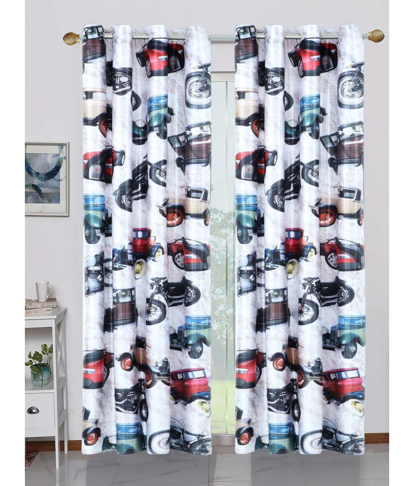     			HOMETALES - Set of 2 Door Digital Printed Semi-Transparent Eyelet Polyester White Curtains ( 212 x 120 cm )