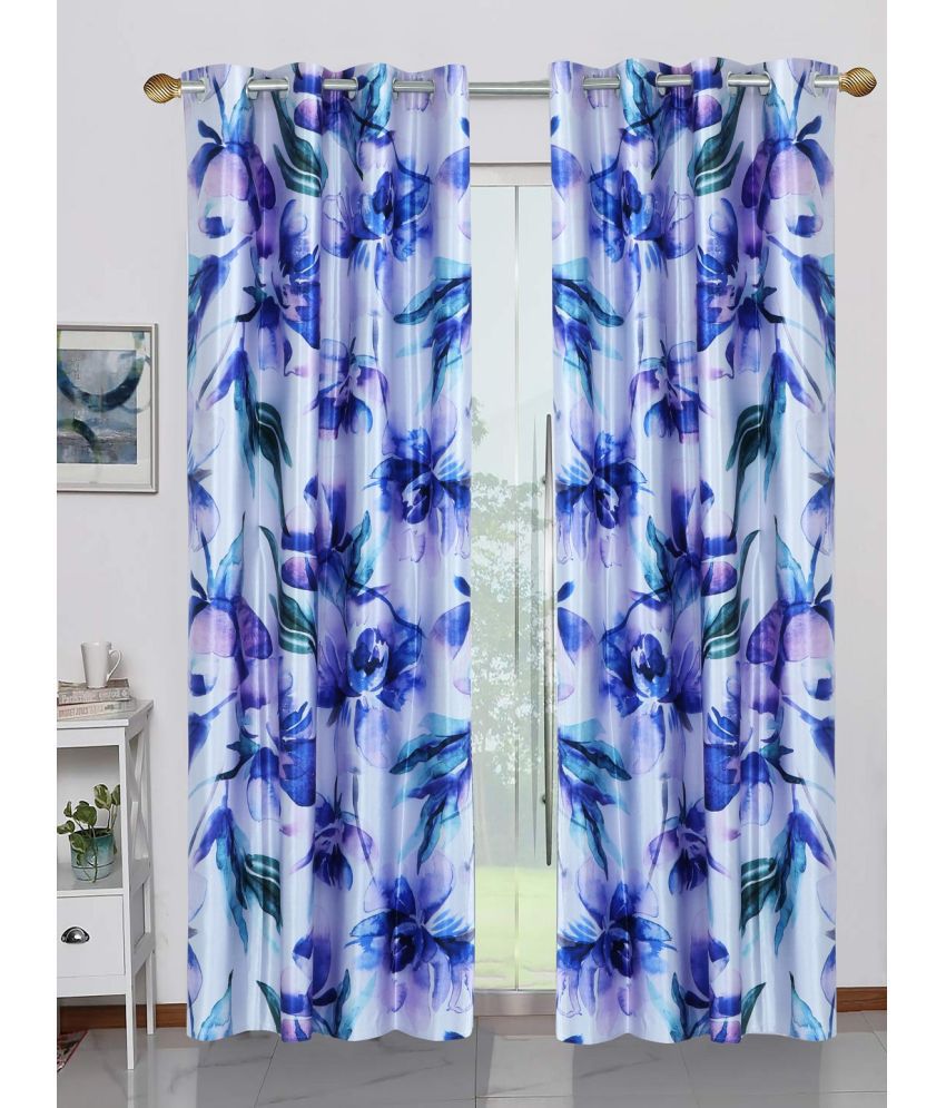     			HOMETALES - Set of 2 Door Digital Printed Semi-Transparent Eyelet Polyester Multi Color Curtains ( 212 x 120 cm )