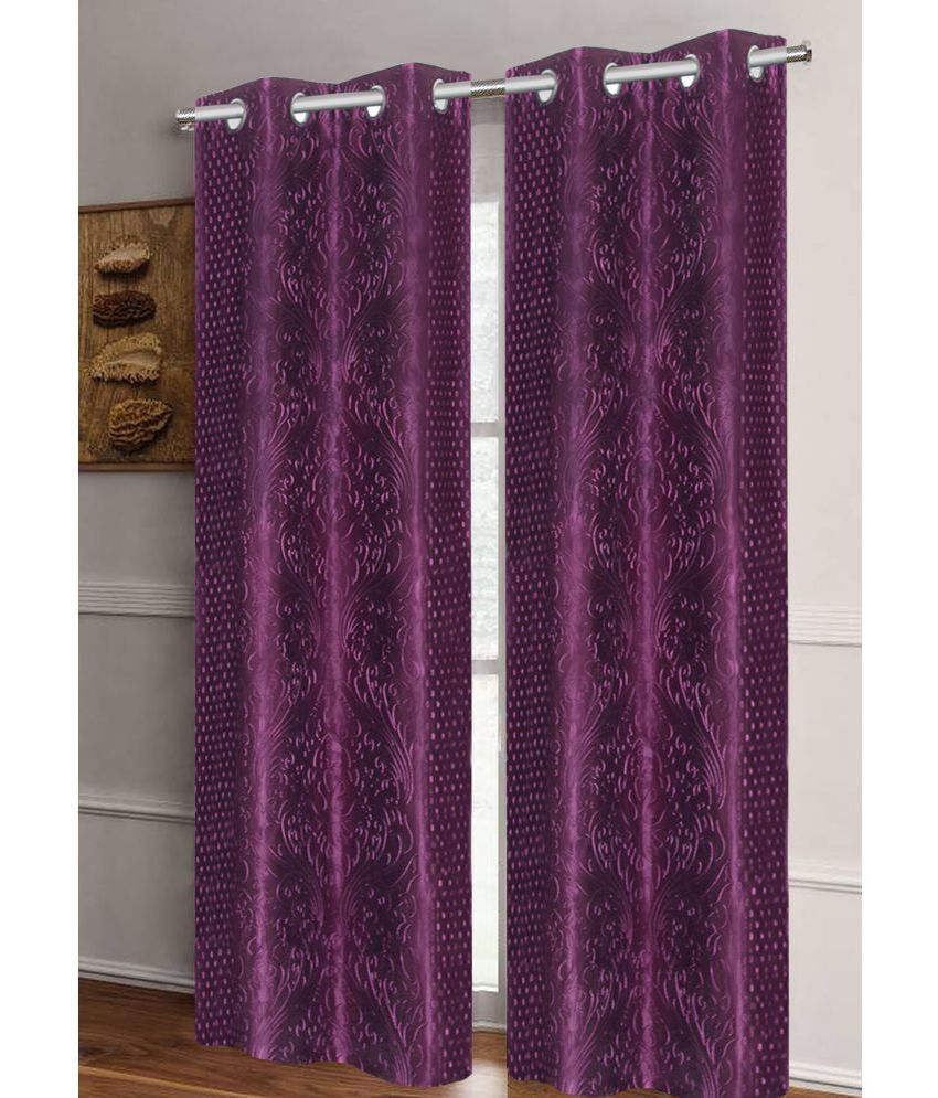     			Home Candy Set of 2 Door Semi-Transparent Eyelet Polyester Wine Curtains ( 213 x 120 cm )