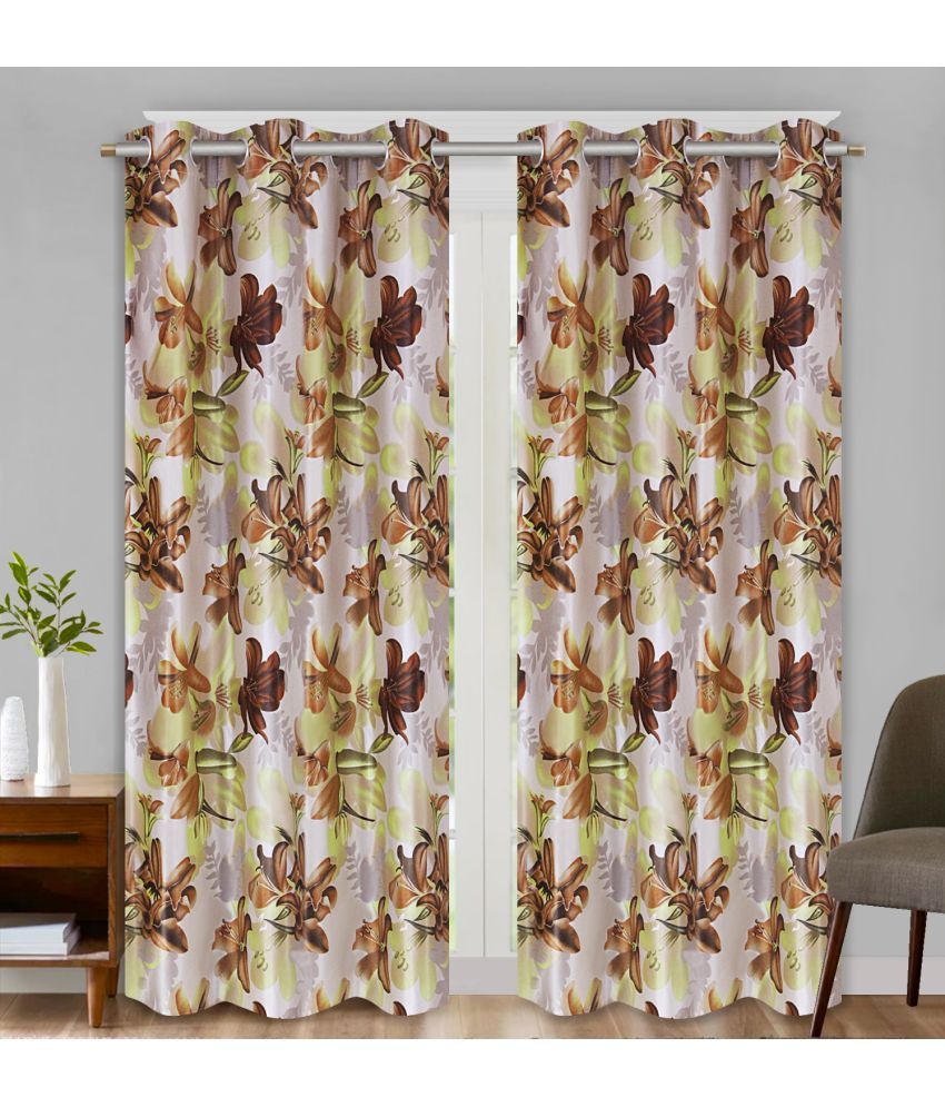     			Home Candy Set of 2 Long Door Blackout Room Darkening Eyelet Polyester Brown Curtains ( 274 x 120 cm )