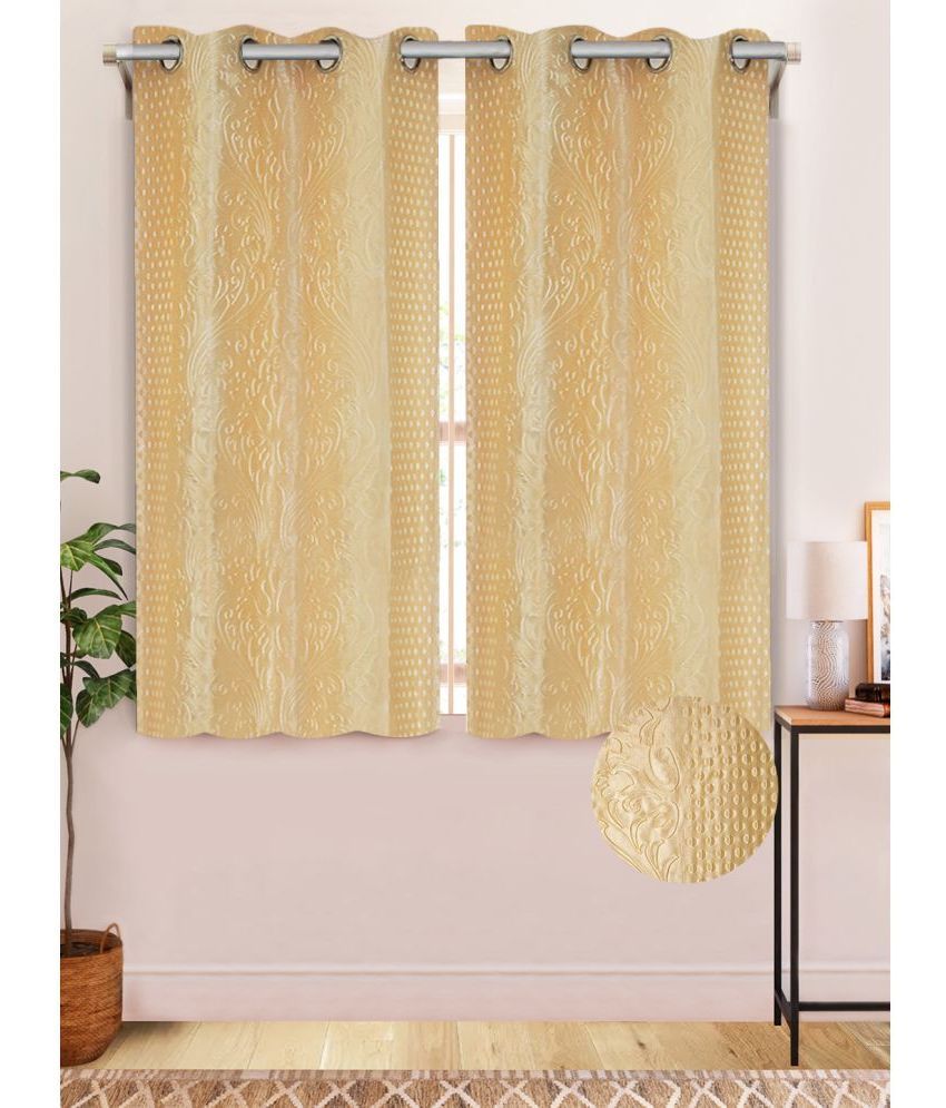     			Home Candy Set of 2 Window Semi-Transparent Eyelet Polyester Cream Curtains ( 152 x 120 cm )