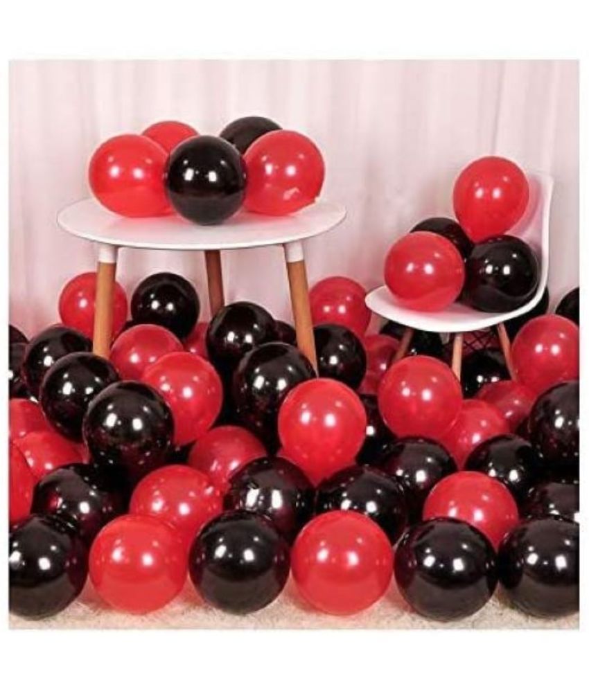     			Kiran Enterprises 100 Metallic Balloon ( Red, Black )