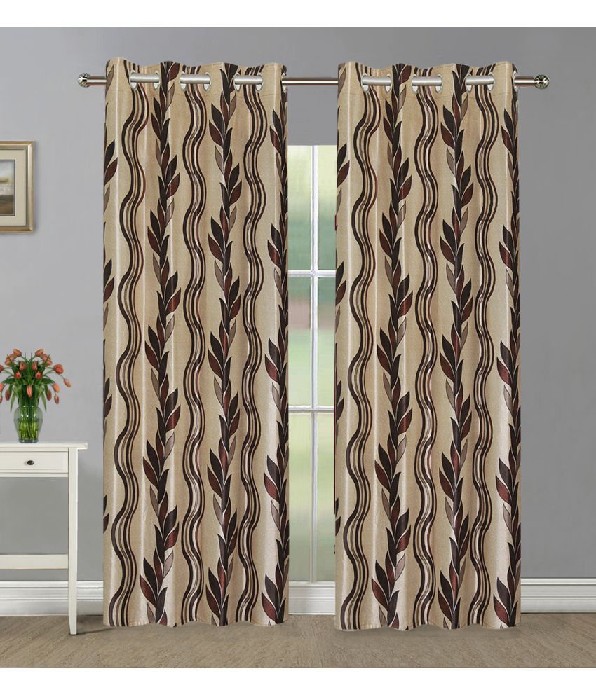     			Home Candy Set of 2 Door Semi-Transparent Eyelet Polyester Brown Curtains ( 213 x 120 cm )