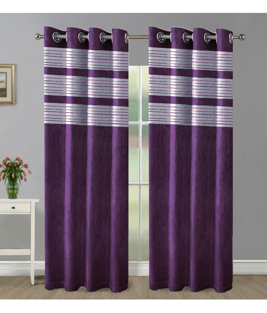     			Home Candy Set of 2 Door Blackout Room Darkening Eyelet Polyester Purple Curtains ( 213 x 120 cm )