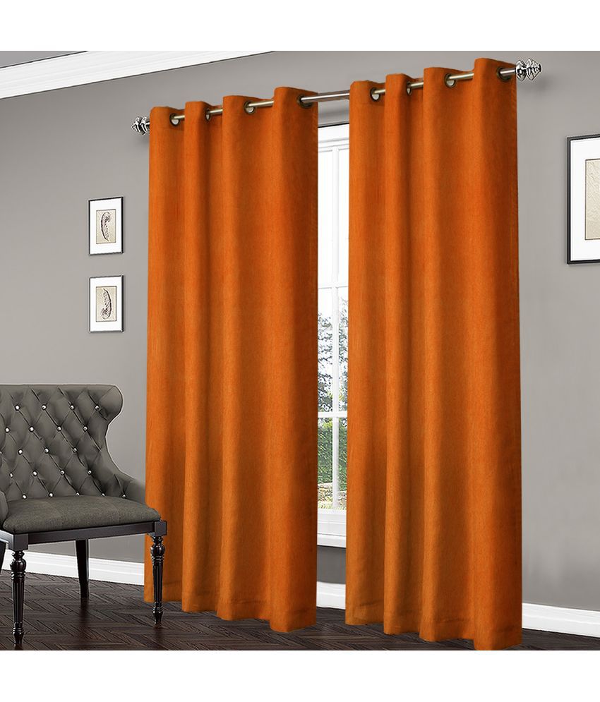     			Home Candy Set of 2 Long Door Blackout Room Darkening Eyelet Polyester Orange Curtains ( 274 x 120 cm )