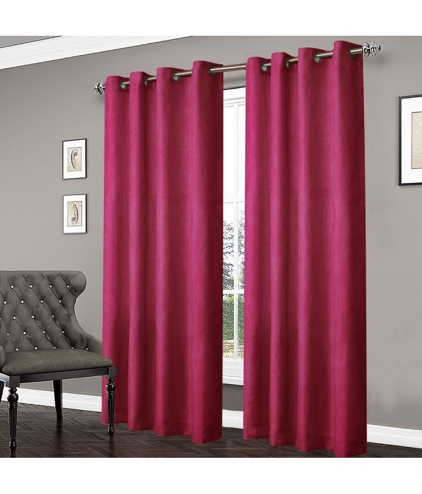     			Home Candy Set of 2 Long Door Blackout Room Darkening Eyelet Polyester Magenta Curtains ( 274 x 120 cm )
