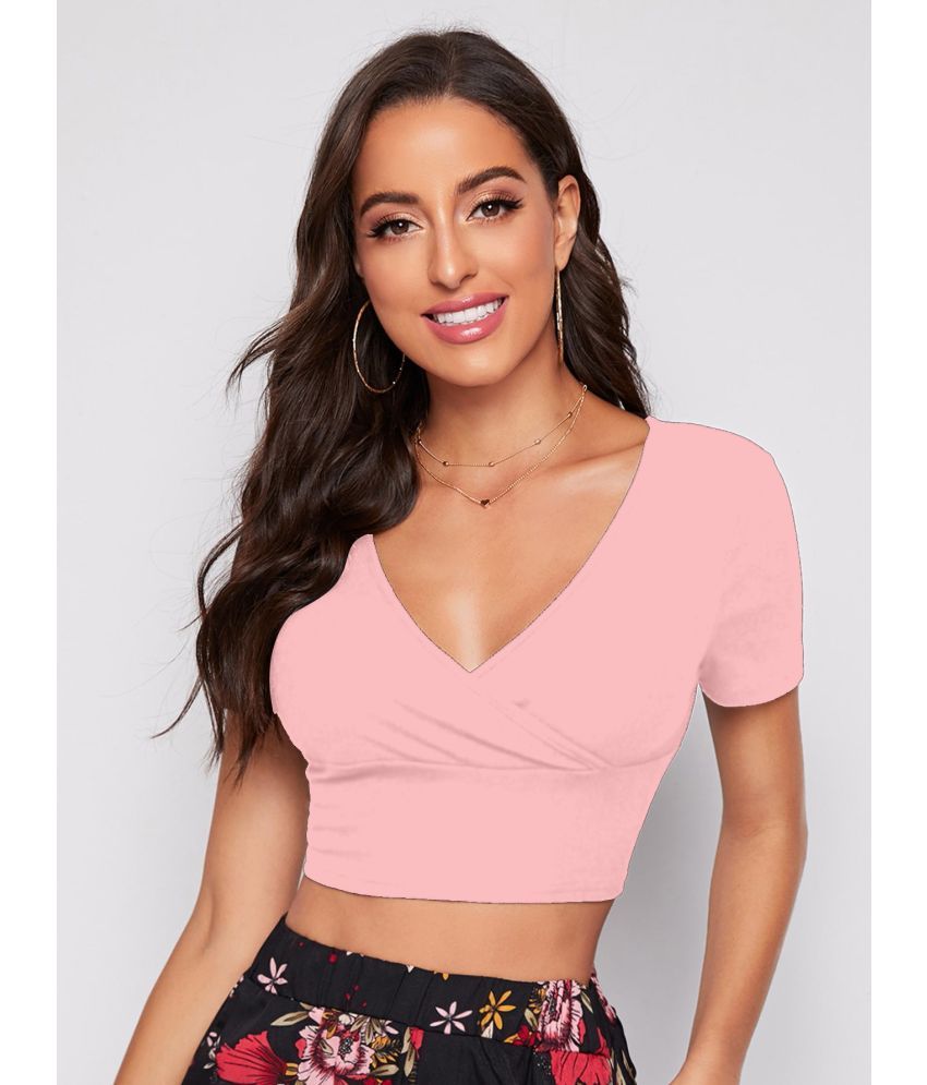     			Aahwan Polyester Crop Tops - Pink Single