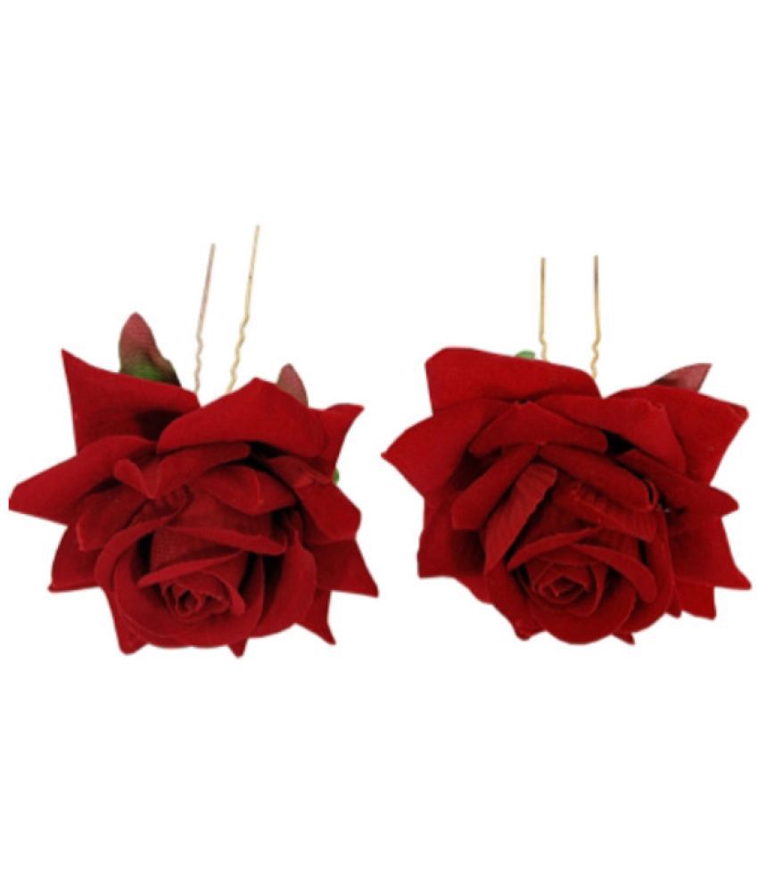     			Vogue Hair Accessories Women's Red Embellished Party Hair Pin