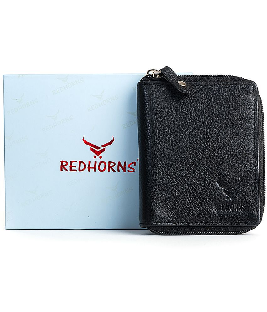     			REDHORNS Leather Black Casual Regular Wallet