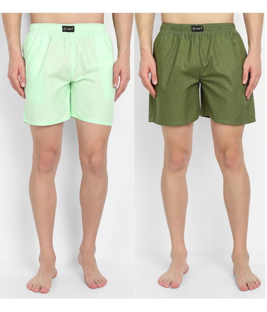     			SREY Light Green Boxer - Pack of 2