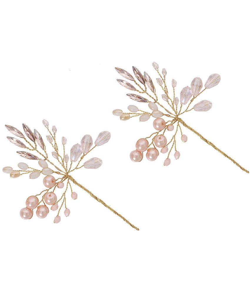     			Vogue Hair Accessories Women's Pink Embellished Party Hair Pin
