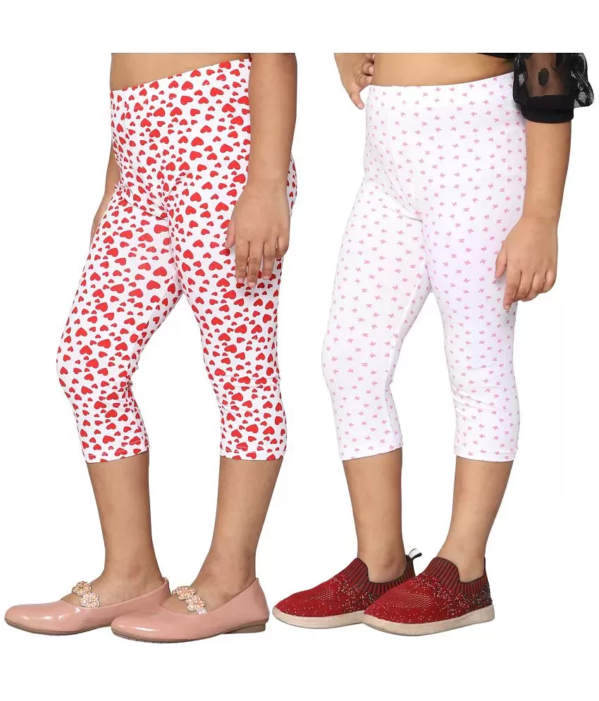 Girls Heart Leggings in Red or White, Youth Leggings, Teen