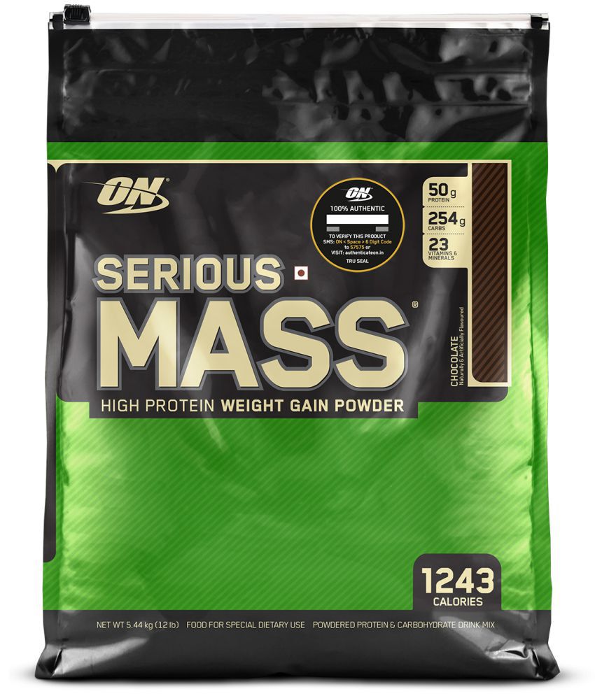     			Optimum Nutrition (ON) Serious Mass High Protein and High Calorie Mass Gainer / Weight Gainer Powder - 12 lbs, 5.44 kg (Chocolate) with Vitamins and Minerals