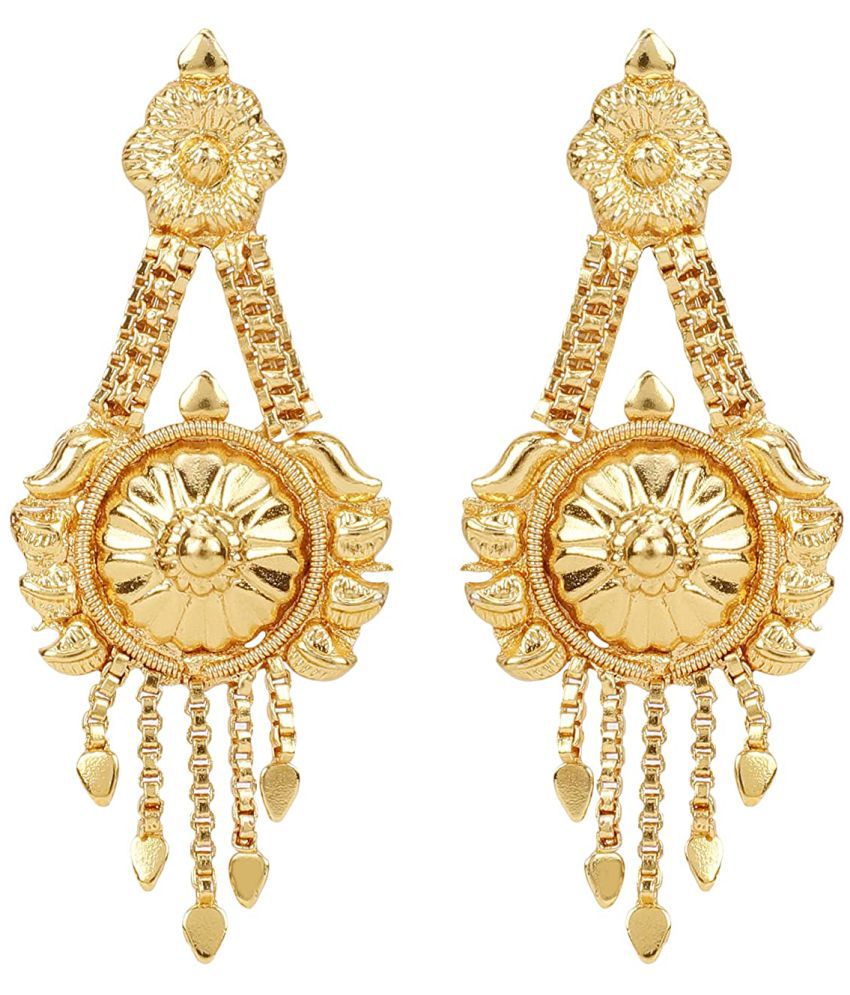    			aadiyatri - Golden Chandelier Earrings ( Pack of 1 )