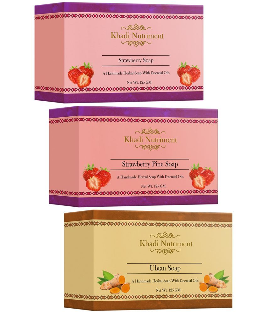 Nutriment Khadi Strawberry Strawberry Pine And Ubtan Soap 125 G Pack Of