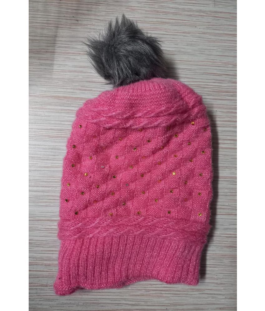     			Whyme Fashion Women's Pink Woollen Caps For Winter ( Pack of 1 )