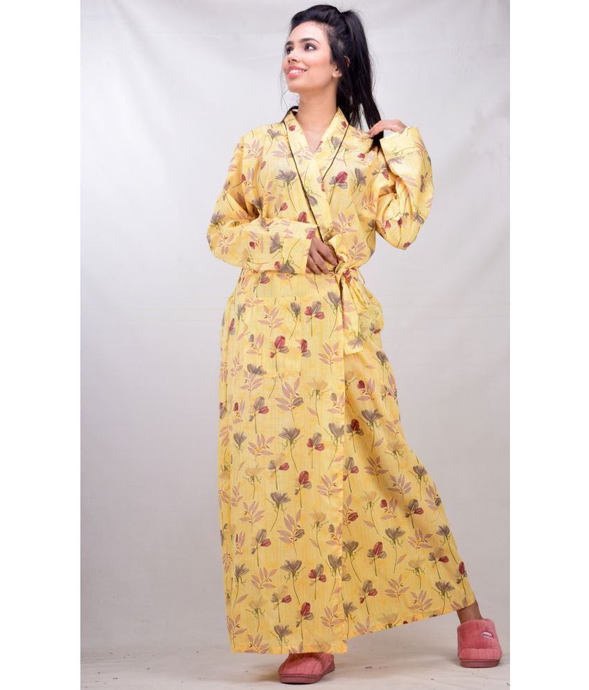     			CLYMAA Cotton Nighty & Night Gowns - Yellow Single