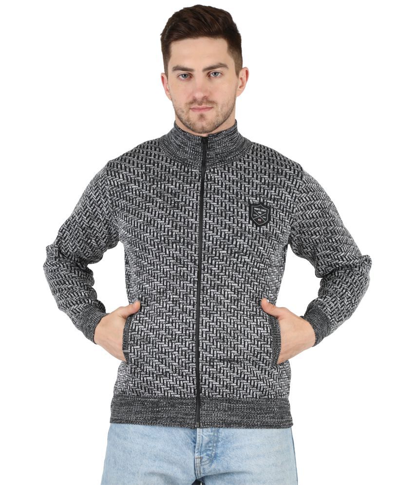     			Monte Carlo Grey Polo Collar Sweater Single