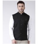 Hangup Black Cotton Blend Nehru Jacket