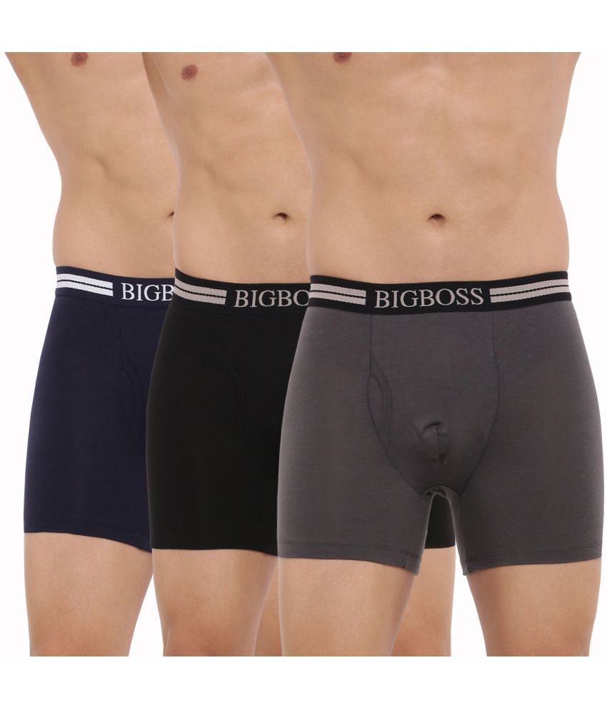     			Pack of 3 Dollar Bigboss Assorted Solid Cotton Blend Men Trunk