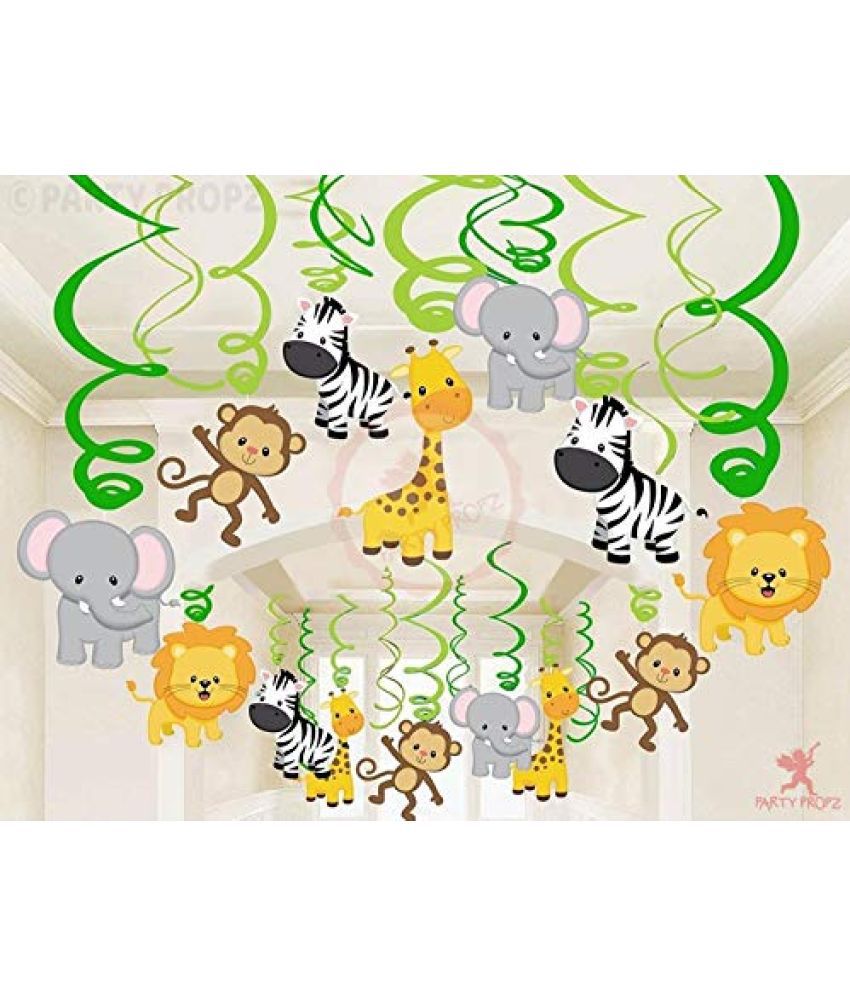     			Party Propz Jungle Theme Decoration Swirls Hanging - 12Pcs Set For Safari Or Animal Theme Birthday Decorations/ ceiling hanging decoration / Swirls For Birthday Decoration/ Wall Decoration