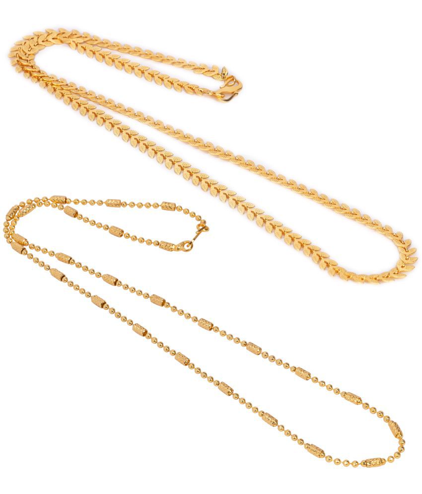     			AanyaCentric Combo of 2 Gold Plated 28inches Long Fashion Chain