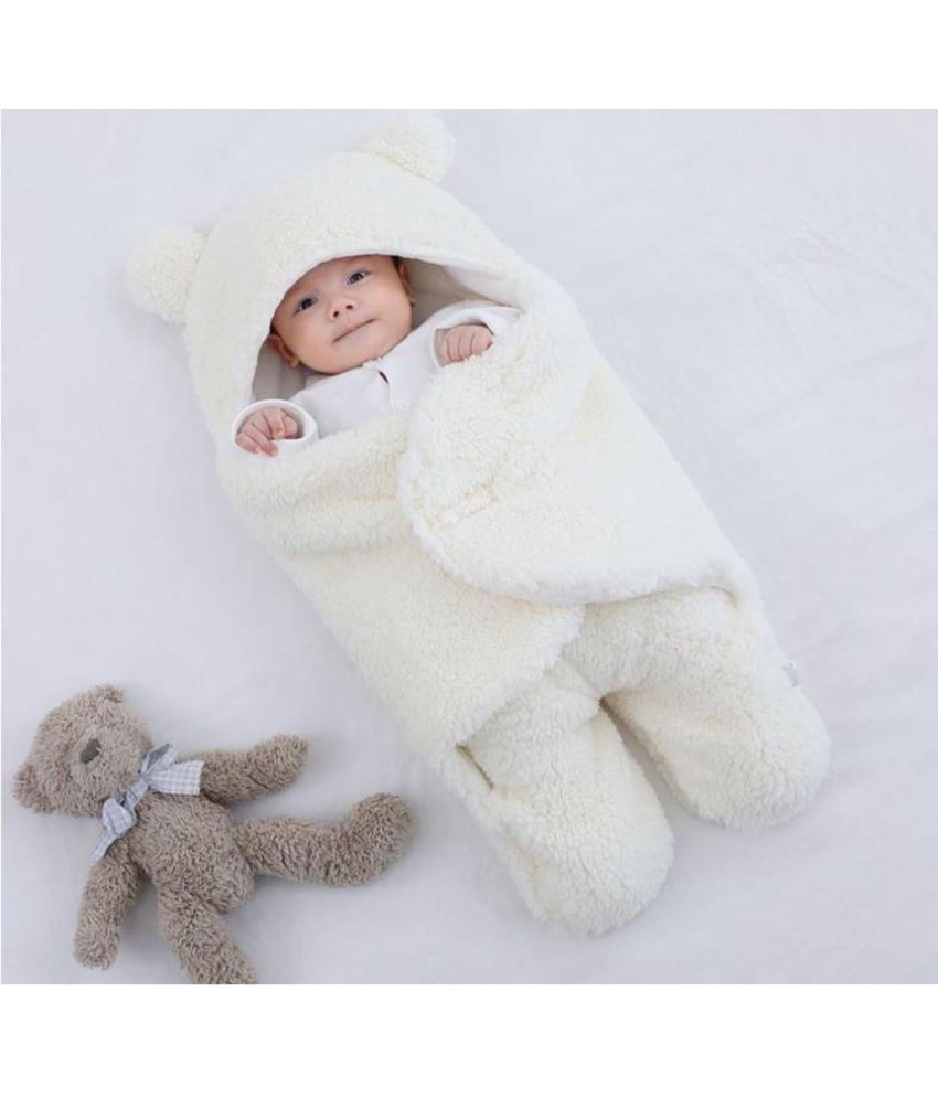Brandonn White Flannel Baby Blanket ( 72 cm × 76 cm- 1 pcs)