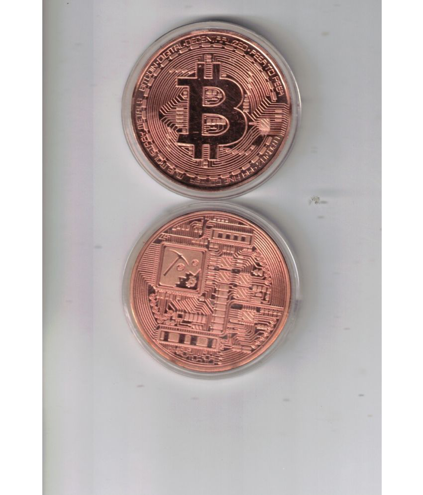     			Art Collection Gold Plated Bitcoin Metal Antique Bit Coin 40X3 MM 33 GM ( COPPER  ) SEE PHOTO