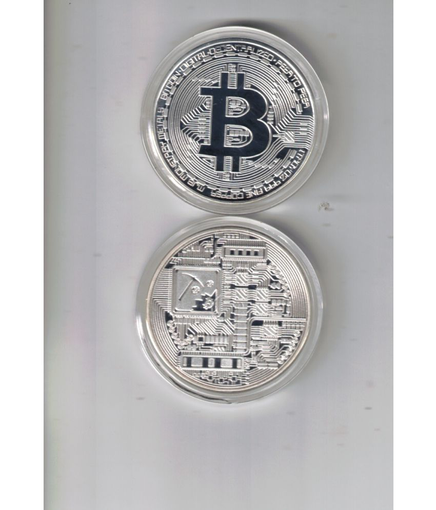     			Art Collection Gold Plated Bitcoin Metal Antique Bit Coin 40X3 MM 33 GM ( SILVER ) SEE PHOTO