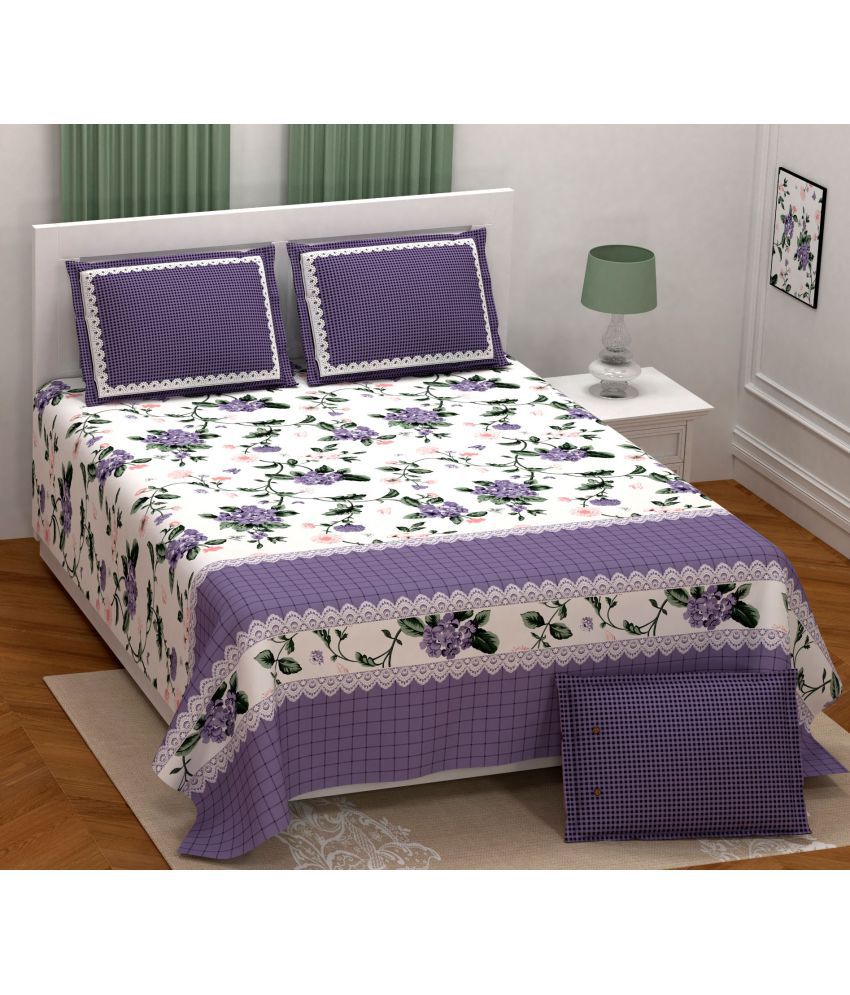     			Uniqchoice Cotton Double Bedsheet with 2 Pillow Covers ( 270 cm x 255 cm )