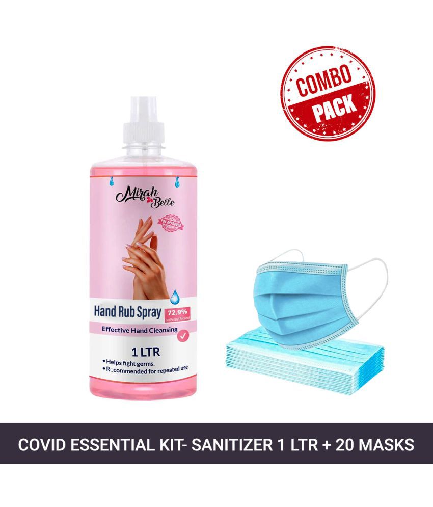     			Mirah Belle - Hand Rub Sanitizer Spray 1000 mL & 20 Masks
