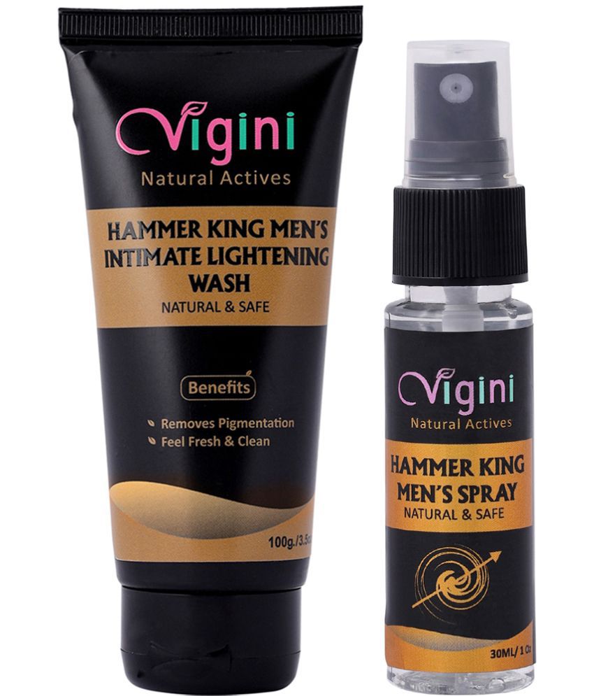 Vigini Long Time Spray+ Men pH Balance Remove itching Intimate Cleansing Gel Coffee 140 g Pack of 2